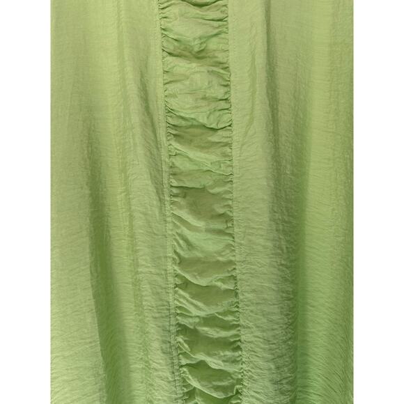 Cut Loose Blouse Green 3/4 Sleeve Ruched Lightweight Lagenlook Shirt Small - Picture 4 of 12